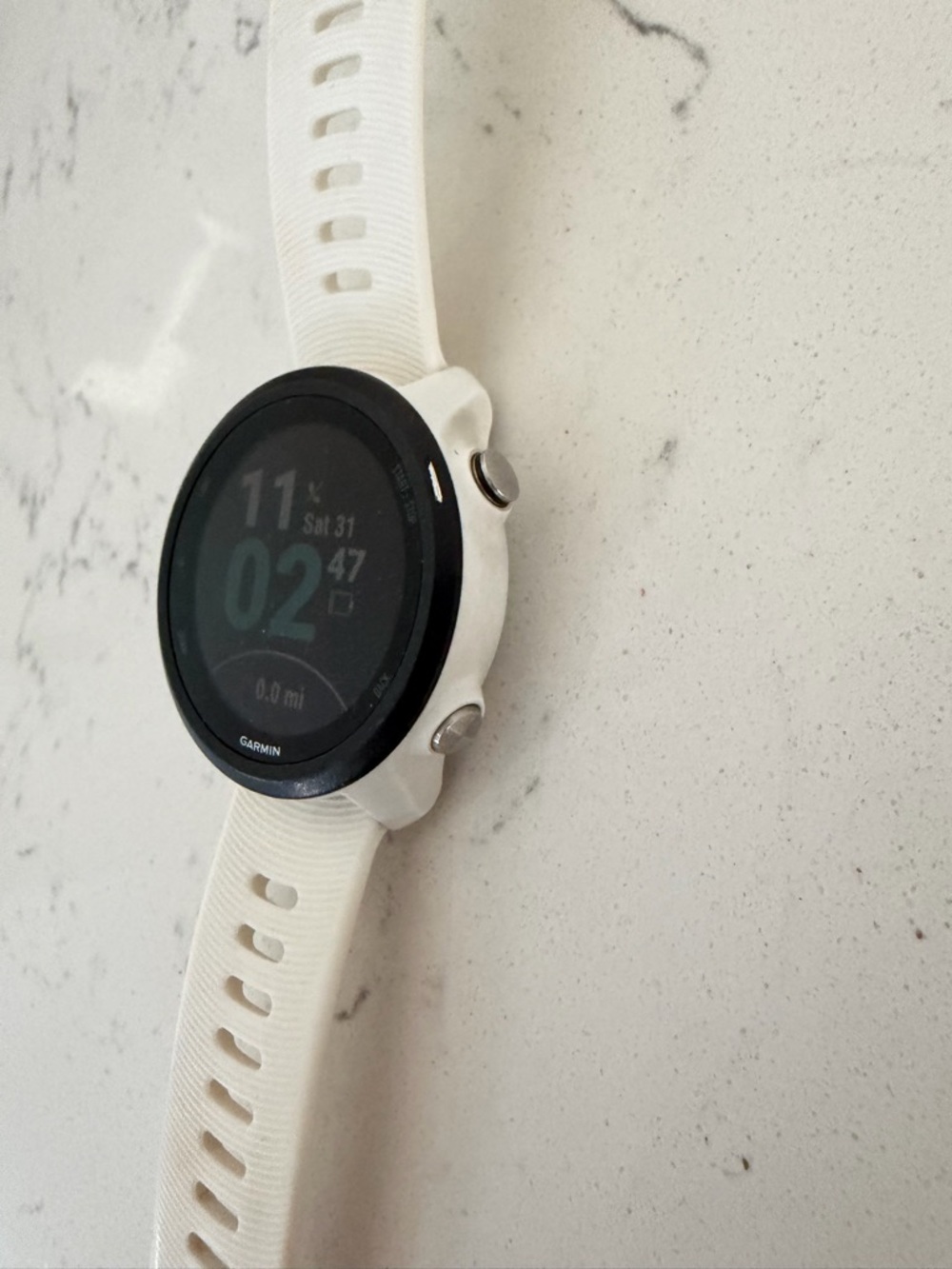garmin White and Black Round GPS Sports Smartwatch